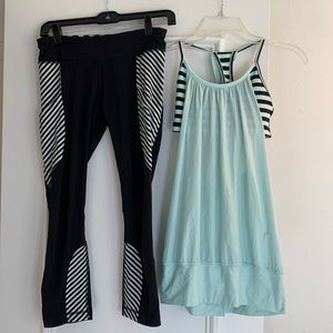 Lululemon set - crop pants, mint colored tank